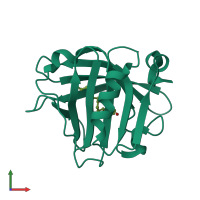PDB entry 1gxa coloured by chain, front view.