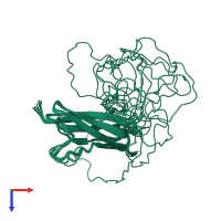 PDB entry 1gxe coloured by chain, ensemble of 10 models, top view.