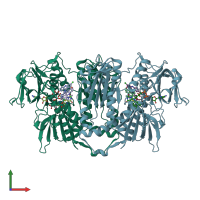 PDB entry 1gxf coloured by chain, front view.