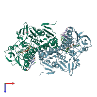 PDB entry 1gxf coloured by chain, top view.