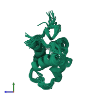 PDB entry 1gxh coloured by chain, ensemble of 20 models, side view.