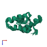 PDB entry 1gxh coloured by chain, ensemble of 20 models, top view.