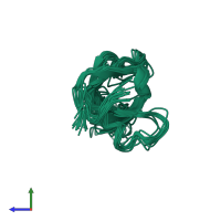 PDB entry 1gxi coloured by chain, ensemble of 14 models, side view.