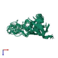 PDB entry 1gxi coloured by chain, ensemble of 14 models, top view.