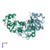 PDB entry 1gxj coloured by chain, top view.