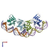 PDB entry 1gxp coloured by chain, top view.