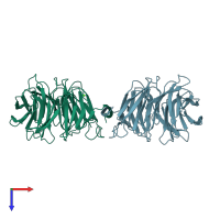 PDB entry 1gxr coloured by chain, top view.