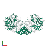 P-(S)-hydroxymandelonitrile lyase chain A in PDB entry 1gxs, assembly 1, front view.