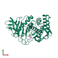 PDB entry 1gxw coloured by chain, front view.