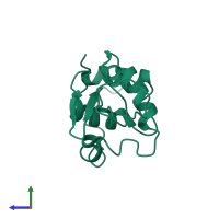 PDB entry 1gxx coloured by chain, side view.