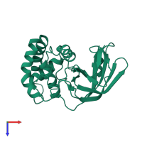 PDB entry 1gy0 coloured by chain, top view.