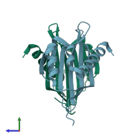 PDB entry 1gy5 coloured by chain, side view.
