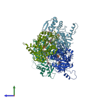 PDB entry 1gy8 coloured by chain, side view.