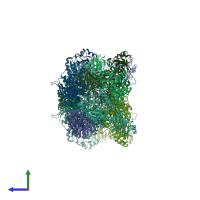 PDB entry 1gyt coloured by chain, side view.