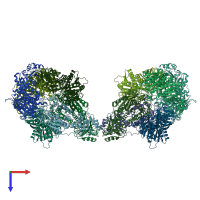 PDB entry 1gyt coloured by chain, top view.