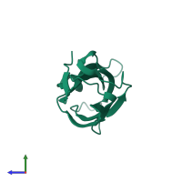 PDB entry 1gyv coloured by chain, side view.