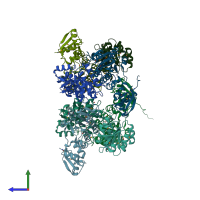 PDB entry 1gz0 coloured by chain, side view.