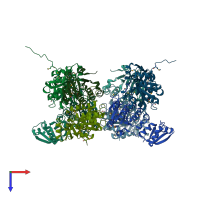 PDB entry 1gz0 coloured by chain, top view.