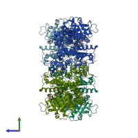 PDB entry 1gz3 coloured by chain, side view.