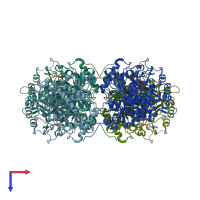 PDB entry 1gz3 coloured by chain, top view.