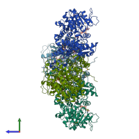 PDB entry 1gz4 coloured by chain, side view.