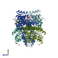 PDB entry 1gz6 coloured by chain, side view.