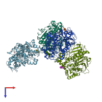 PDB entry 1gz7 coloured by chain, top view.