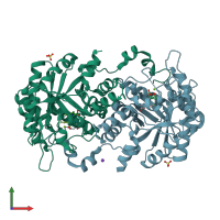 PDB entry 1gzg coloured by chain, front view.