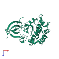 PDB entry 1gzn coloured by chain, top view.