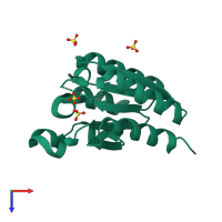 PDB entry 1h05 coloured by chain, top view.