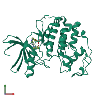 PDB entry 1h07 coloured by chain, front view.