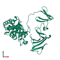 PDB entry 1h09 coloured by chain, front view.