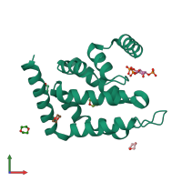 PDB entry 1h0a coloured by chain, front view.