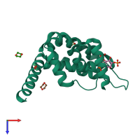 PDB entry 1h0a coloured by chain, top view.