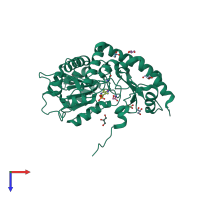 PDB entry 1h0c coloured by chain, top view.