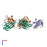 PDB entry 1h0d coloured by chain, top view.