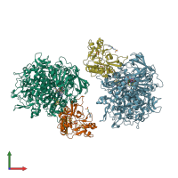 PDB entry 1h0h coloured by chain, front view.