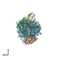 PDB entry 1h0h coloured by chain, side view.