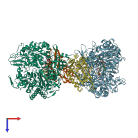 PDB entry 1h0h coloured by chain, top view.