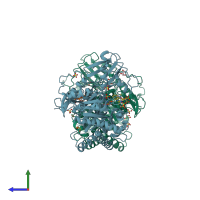 PDB entry 1h0i coloured by chain, side view.