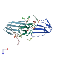 PDB entry 1h0j coloured by chain, top view.