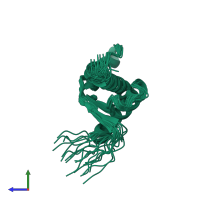 PDB entry 1h0l coloured by chain, ensemble of 20 models, side view.