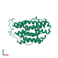 PDB entry 1h0o coloured by chain, front view.