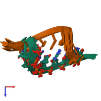 PDB entry 1h0q coloured by chain, ensemble of 20 models, top view.