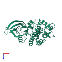 Cyclin-dependent kinase 2 in PDB entry 1h0w, assembly 1, top view.