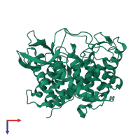 PDB entry 1h13 coloured by chain, top view.