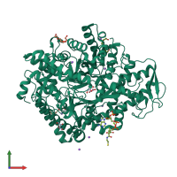 PDB entry 1h16 coloured by chain, front view.
