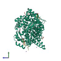 PDB entry 1h16 coloured by chain, side view.