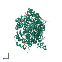 PDB entry 1h17 coloured by chain, side view.