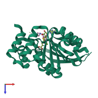 PDB entry 1h1d coloured by chain, top view.